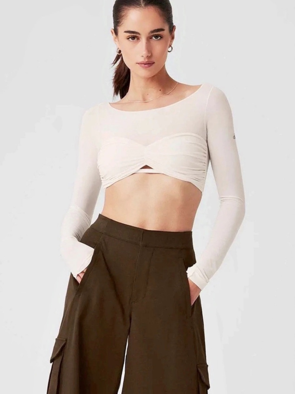 Alo Yoga mesh Long Sleeve Crop Top